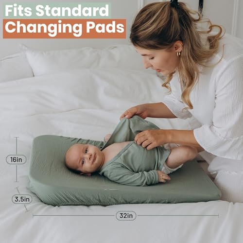 Muslin Changing Pad Cover for Baby Boy and Girl - Extra Soft 100% Cotton Diaper Changing Table Covers - 2 Pack Woodland and Sage Green Changing Pad Sheets
