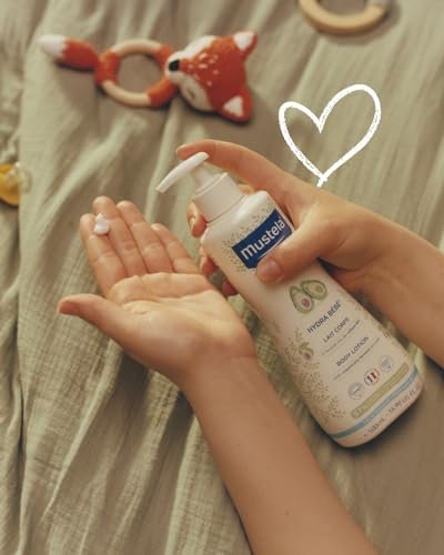 Mustela Travel Skinscare Set - Baby Skin Care & Bath Time Set - TSA-Approved - Natural & Plant-Based - Natural Avocado - 3 Items Set - Refillable & Reusable 1.69 Fl. Oz. Bottles