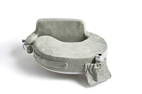 My Brest Friend Super Deluxe Nursing Pillow - Enhanced Comfort & Ergonomic Breastfeeding Pillow for Ultimate Support For Mom & Baby - Adjustable and with Handy Side Pocket, Platinum