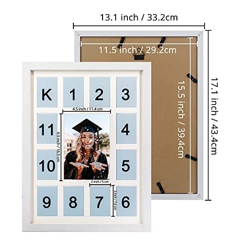 My First Year Picture Frame, Baby's First Twelve Months Photo Collage and Gender Neutral Keepsake, Ideal for Baby Shower, New Mom Gift and Nursery Decort, Displays One 5x7 Photo and Twelve 2x3 Pictures