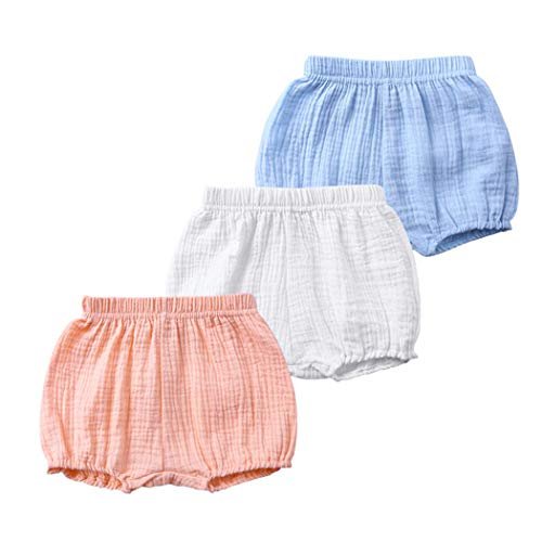 MYGBCPJS Baby Girls Boys 3 Pack Cotton Linen Blend Cute Bloomer Shorts Loose Harem Shorts