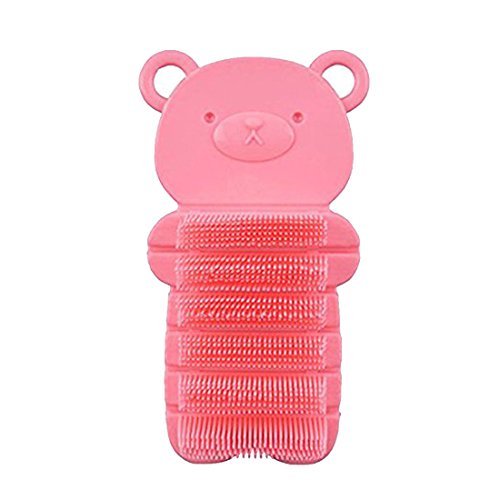 Nail Scrubber Brush Kids, Finger Nails Scrub Scrubbing Cleaning Brushes with Soft Bristle for Baby Children, Cute Animal Style and 2 Colors Choice (Pink)