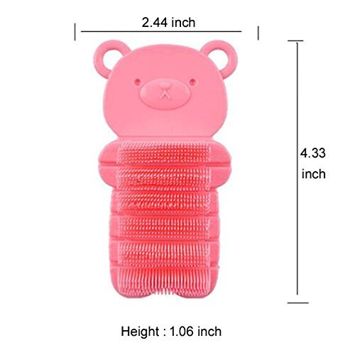 Nail Scrubber Brush Kids, Finger Nails Scrub Scrubbing Cleaning Brushes with Soft Bristle for Baby Children, Cute Animal Style and 2 Colors Choice (Pink)