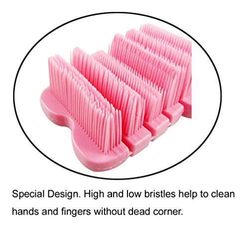 Nail Scrubber Brush Kids, Finger Nails Scrub Scrubbing Cleaning Brushes with Soft Bristle for Baby Children, Cute Animal Style and 2 Colors Choice (Pink)