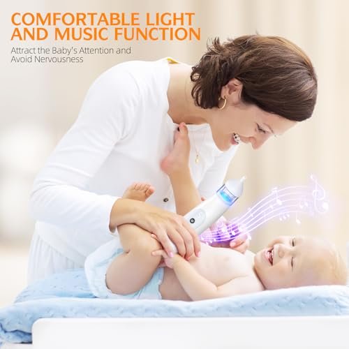 Nasal Aspirator for Baby, 5 Suction Levels Baby Nose Sucker, Music and Light Soothing Function Nose Sucker for Baby to Relieve Congestion, Best Baby Essentials