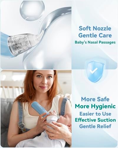 Nasal Aspirator for Baby, Electric Baby Nose Suction with 5 Adjustable Levels Suction, USB-C Rechargeable Mucus Cleaner with Lights and Music, Baby Nasal Aspirator for Toddler with 3 Silicone Tip
