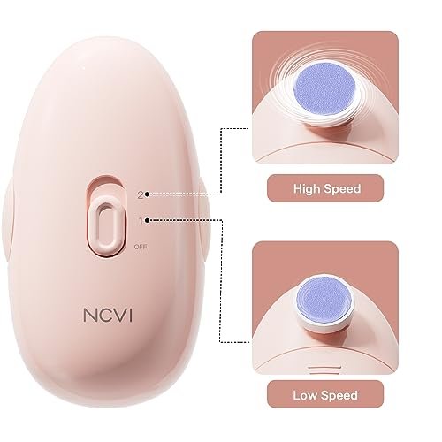 NCVI Baby Nail Trimmer Electric, Baby Nail File, Safe Baby Nail Clippers, Trim and Polish Set for Newborn Baby Infant Toddler Kids, Fingernails Care, Grooming & Manicure kit, 8 Grinding Heads, Pink