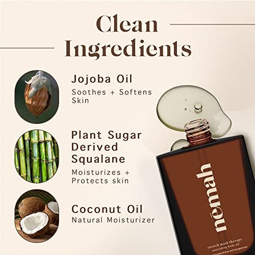 Nemah - Nourishing Belly Oil for Pregnant Women, Pregnancy Belly Oil - Hydrating Stretch Mark Oil with Jojoba and Coconut Oil - Vegan & Cruelty-Free - 3.4 fl. oz.