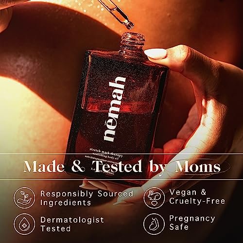Nemah - Nourishing Belly Oil for Pregnant Women, Pregnancy Belly Oil - Hydrating Stretch Mark Oil with Jojoba and Coconut Oil - Vegan & Cruelty-Free - 3.4 fl. oz.