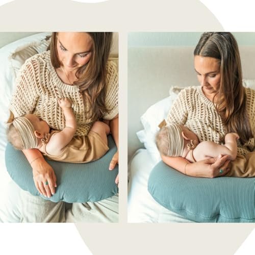 New! Memory Foam Nursing Pillow - Comes with 2 Washable Covers - for Breastfeeding, Bottle Feeding, and Tummy Time - Perfect Support for Baby and Mom Brand
