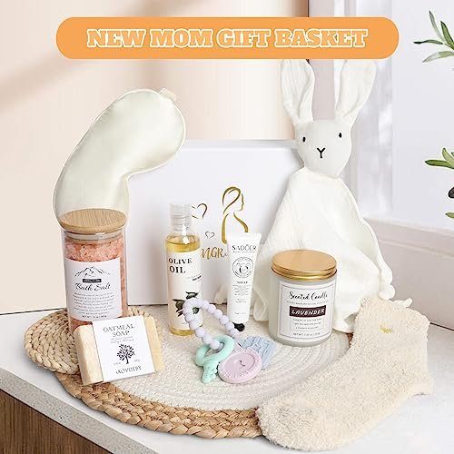 New Mom Gifts, 11PCS New Mom Care Package After Baby, Baby Shower Gifts for Mommy To Be, Gift For Expecting Mother, Pregnancy Gift Basket Essentials, First Time Mothers Day Birthday Gifts for Women