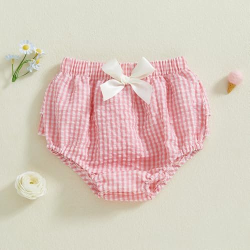 Newborn Infant Baby Girl Ruffle Diaper Covers Bloomers Striped Plaid Shorts Summer Outfits