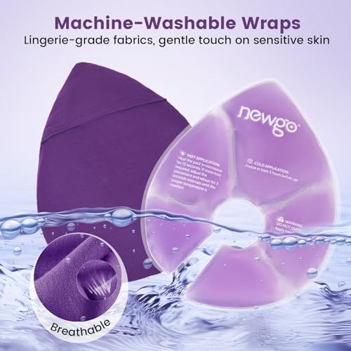 NEWGO Large Breast Therapy Packs, Hot & Cold Gel Ice Packs for Nursing, Postpartum, Engorgement, Mastitis, Breast Feeding Essentials with Soft Covers, 2 Packs