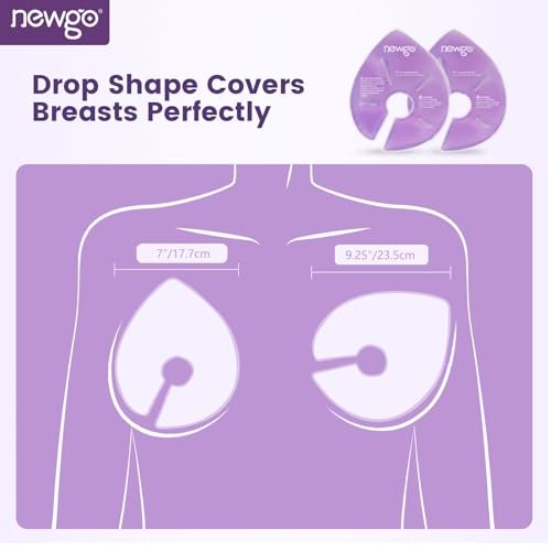 NEWGO Large Breast Therapy Packs, Hot & Cold Gel Ice Packs for Nursing, Postpartum, Engorgement, Mastitis, Breast Feeding Essentials with Soft Covers, 2 Packs