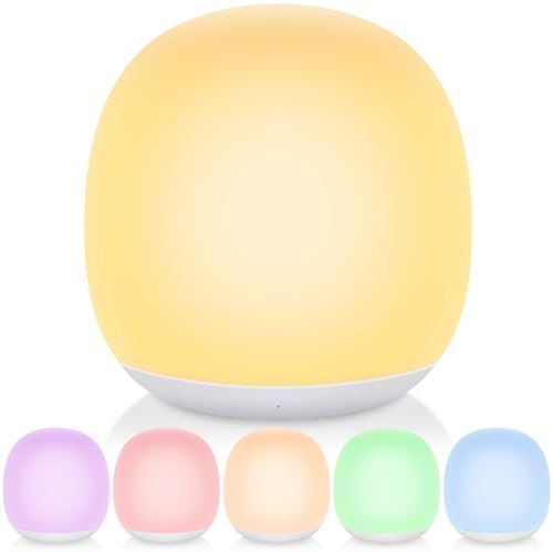 Night Light for Kids, Egg Night Light for Nursery,RGB Color Changing&Dimmable Touch Control Baby Light with Timer, Silicone Portable Toddler Nightlight Lamp for Bedside, Kids Room