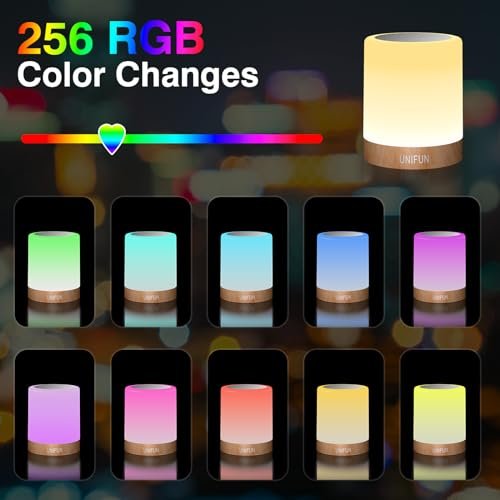 Night Light, Touch Lamp for Bedrooms Living Room Portable Table Bedside Lamps with Rechargeable Internal Battery Dimmable 2800K-3100K Warm White Light & Color Changing RGB (Regular Size)…