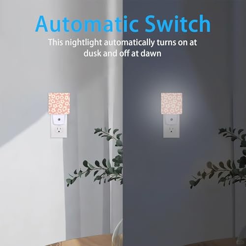 Night Lights Plug into Wall Vintage Groovy Flowers Night Lights Dusk to Dawn Sensor Led Lamp for Women Men,Led Lights for Stairway/Hallway/Bedroom,0.5W