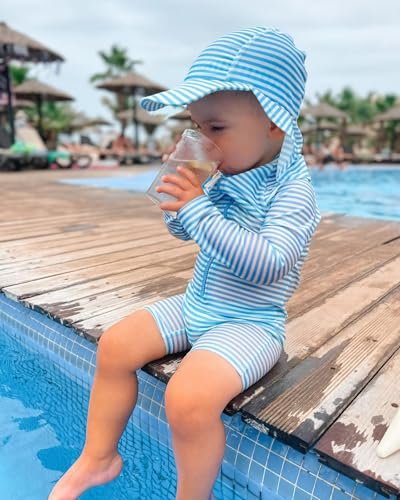 Noubeau Baby Boys' One Piece Swimsuits Toddler Swimwear with Rash Guard Infant Bathing Suit for Boys Swim Sun Hat Set