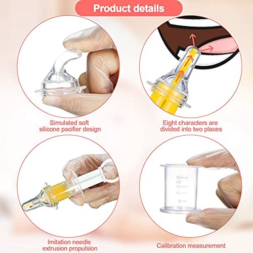 Nuanchu 3 Pcs Baby Oral Feeding Syringe Baby Feeder Dispenser Syringe Dropper Infant Utensils with Nipple Pacifier for Medicine Water Juice Suitable for Infants Newborns (White)