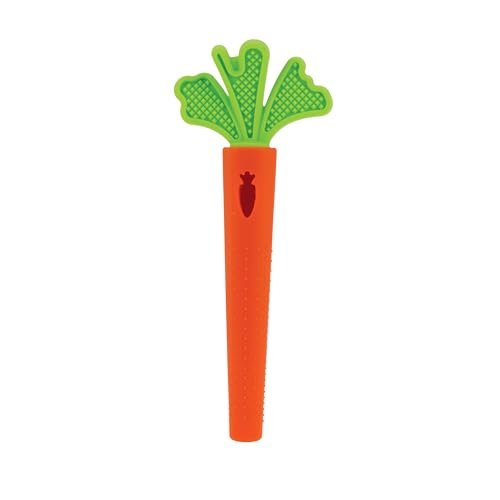 Nuby Silicone Carrot Tube Teether - Baby Teething Toy - Massaging Bristles for Sore Gums - 3+ Months