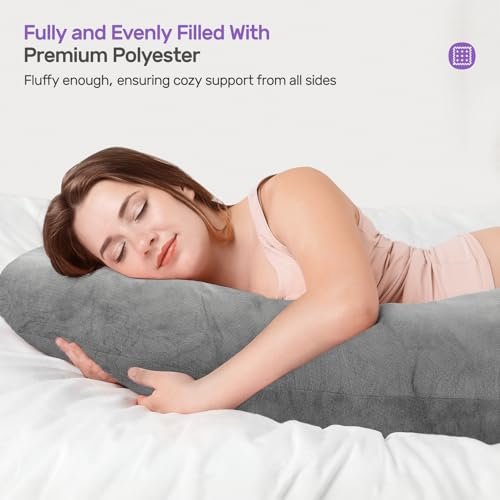 Nuliie Pregnancy Pillow for Sleeping, U Shaped Full Body Pillow Pregnancy Pillows, Maternity Pillow Support for Back, HIPS, Legs for Pregnant Women, with Washable Velvet Cover (Grey)