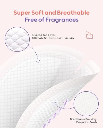 Nuliie Super Absorbent & Featherlight Disposable Nursing Pads 100 Count, Stay Dry, Soft & Breathable Breast Pads for Leaking Milk, Leakproof, Individually Packaged Breastfeeding Essentials for Moms