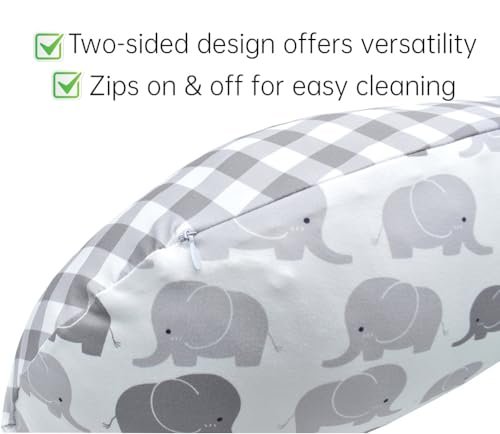 Nursing Pillow and Positioner, Breastfeeding, Bottle Feeding, Baby Sitting Support with Removable Ultra Soft Minky Cover, Tummy Time Support for Baby Boys and Girls