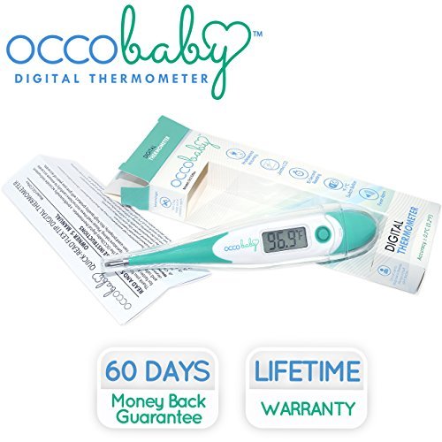 OCCObaby Clinical Digital Baby Thermometer - LCD, Flexible Tip, 10 Second Quick Accurate Fever Read Rectal Oral & Underarm Use - Waterproof Thermometer for Infants & Toddlers