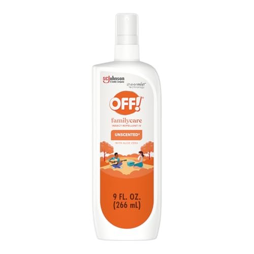 OFF! Family Care Insect & Mosquito Repellent Spritz, Bug Spray Containing 7% DEET, Unscented Repellent with Aloe Vera Protects Against Mosquitoes, 9 Oz