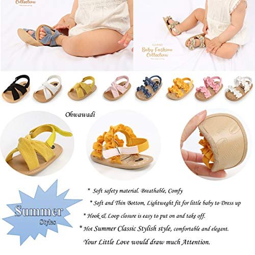 Ohwawadi Baby Boys Girls Sandals Soft Sole Summer Infant Wedding Dress Flat Shoes Beach Sandal Newborn Crib Shoes First Walkers