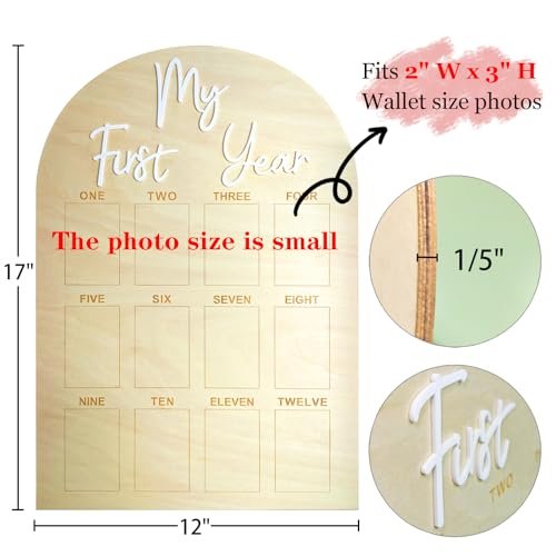 One Year Birthday Wooden Photo Board My First Year Milestone Photo Board 12 Monthly Picture Frame Baby First year Wood Acrylic Sign 1st Birthday Decorations Baby Keepsake Gift