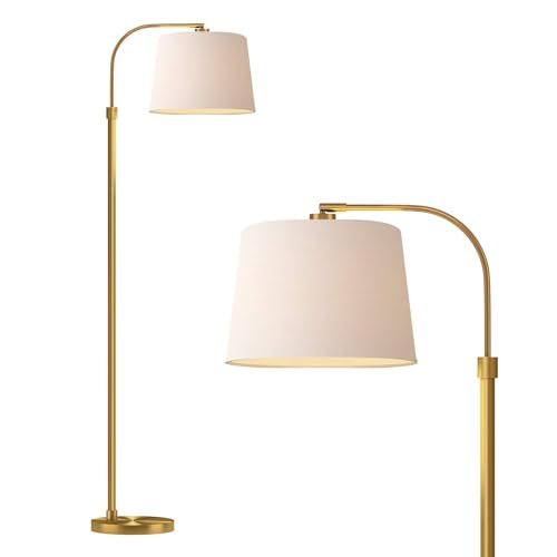 Oneach 62" Gold Floor Lamp for Living Rooms Tall Arc Standing Lamps for Bedrooms Industrial Corner Nursery Girls Kid Vintage Mid-Century Modern Reading Light Office Antique Brass Shade Lantern