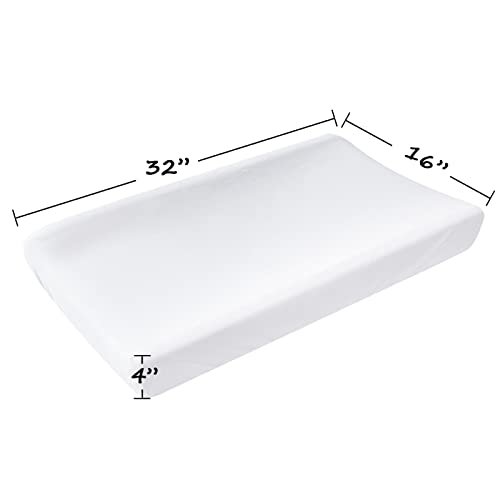 Organic Cotton Changing Pad Cover, Diaper Changing Table Pad Covers 2 Pack, Jersey Knit Super Soft & Stretchy Cradle Sheets for Baby Boys Girls, 32" x 16" x 4", White