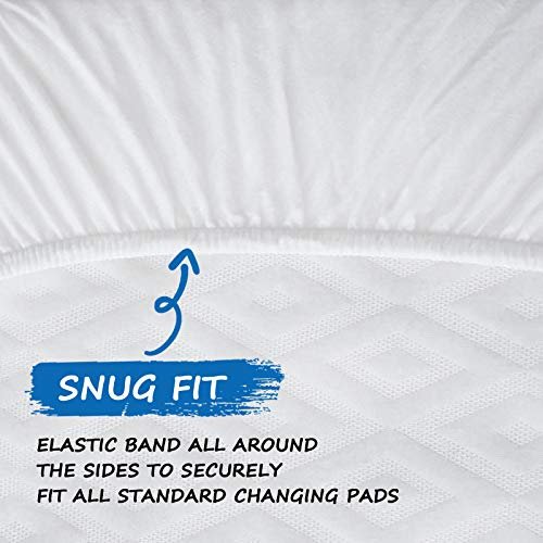 Organic Cotton Changing Pad Cover, Diaper Changing Table Pad Covers 2 Pack, Jersey Knit Super Soft & Stretchy Cradle Sheets for Baby Boys Girls, 32" x 16" x 4", White