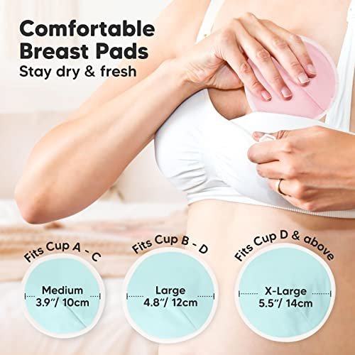 Organic Nursing Pads - 14 Washable Viscose Derived from Bamboo Breastfeeding Pads, Wash Bag, Reusable Breast Pads for Breastfeeding, Nipple Pads for Breastfeeding Essentials(Pastel Touch, L 4.8")