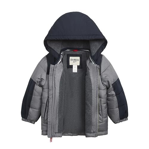 OSHKOSH B'GOSH Baby Boys' Fleece-Lined Hooded Puffer Jacket Winter Coat