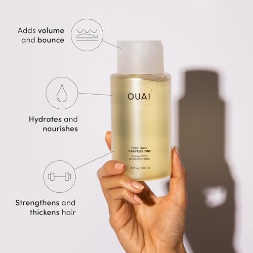 OUAI Fine Shampoo and Conditioner Set - Sulfate Free Shampoo and Conditioner for Fine Hair - Made with Keratin, Marshmallow Root, Shea Butter & Avocado Oil - Free of Parabens & Phthalates (10 Fl Oz)