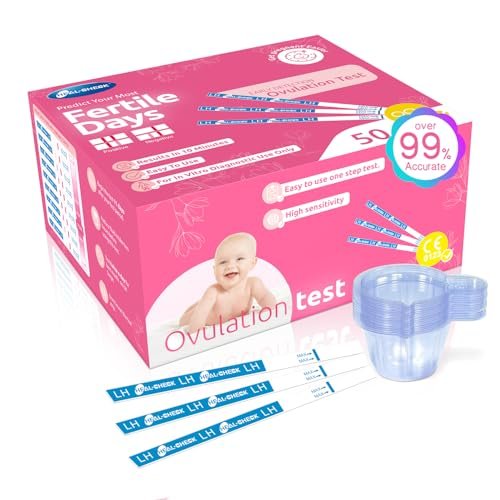 Ovulation Test Strips, Fertility Test Ovulation Predictor Kit with Free Urine Cup for Women Natural Cycles, 50 LH Strips (50)