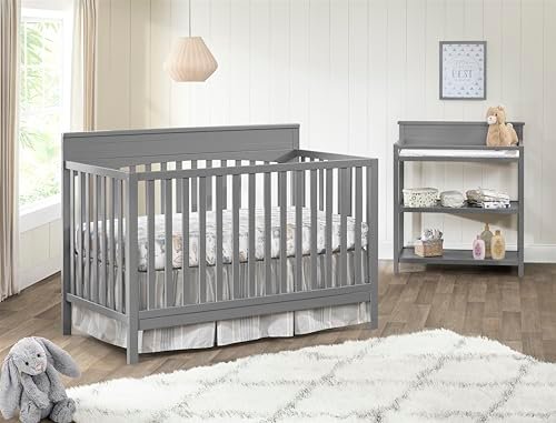Oxford Baby Harper 4-in-1 Convertible Crib, Dove Gray, GreenGuard Gold Certified