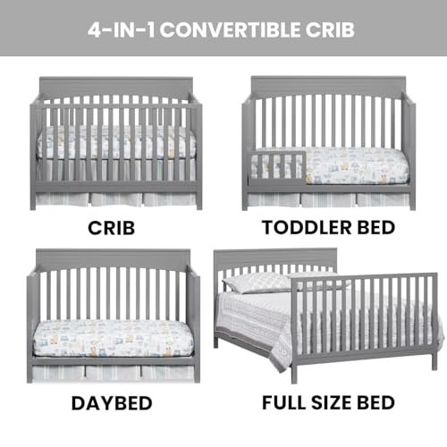 Oxford Baby Harper 4-in-1 Convertible Crib, Dove Gray, GreenGuard Gold Certified