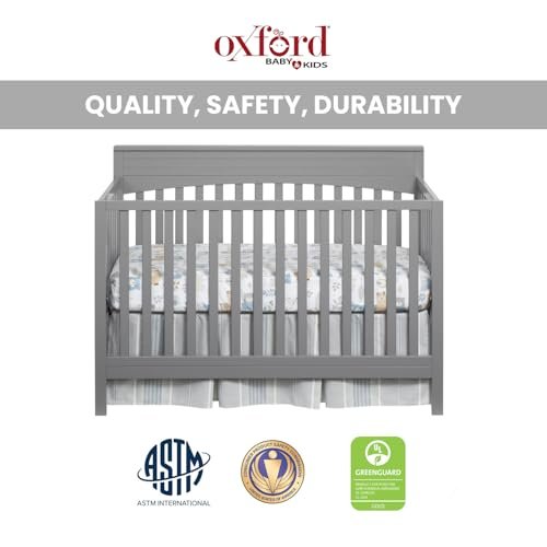 Oxford Baby Harper 4-in-1 Convertible Crib, Dove Gray, GreenGuard Gold Certified