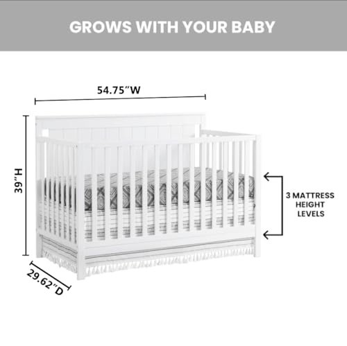 Oxford Baby Lazio 4-in-1 Convertible Baby Crib, Snow White, GreenGuard Gold Certified