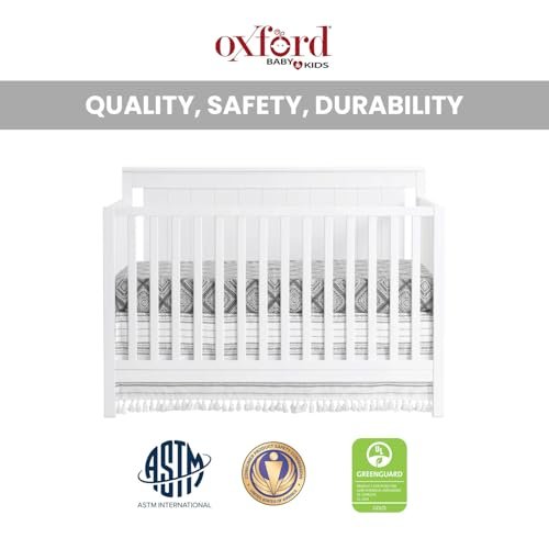 Oxford Baby Lazio 4-in-1 Convertible Baby Crib, Snow White, GreenGuard Gold Certified