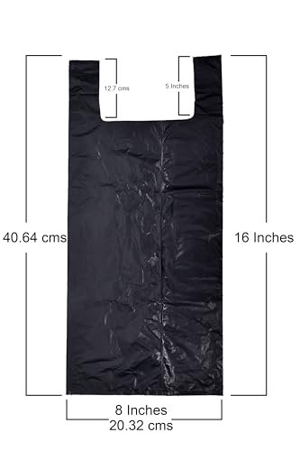 Pack of 200 - Black - Large Size - 8" x 13" x 16" - Leak Proof Disposable Plastic Bags For Sanitary Pad, Adult Diaper and Pet Waste Disposal bags.