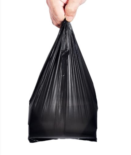 Pack of 200 - Black - Large Size - 8" x 13" x 16" - Leak Proof Disposable Plastic Bags For Sanitary Pad, Adult Diaper and Pet Waste Disposal bags.