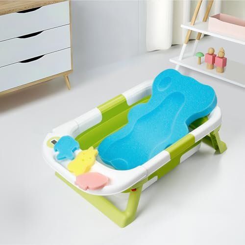 PandaEar Baby Bath Sponge Mat, Soft Infant Bath Sponge - Newborn Cushion, Odor Free, Blue