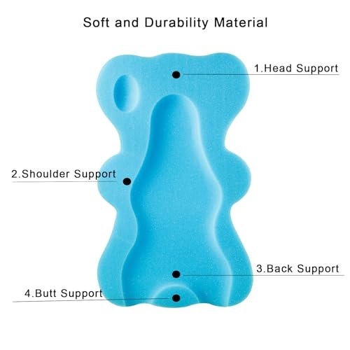 PandaEar Baby Bath Sponge Mat, Soft Infant Bath Sponge - Newborn Cushion, Odor Free, Blue