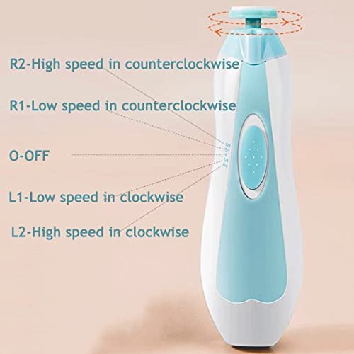 PandaEar Baby Nail Trimmer, Electric Baby Nail Clippers Safe Baby Nail File Kit with Extra 6 Replacement Pads (Blue)
