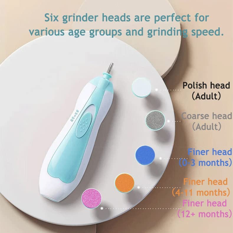 PandaEar Baby Nail Trimmer, Electric Baby Nail Clippers Safe Baby Nail File Kit with Extra 6 Replacement Pads (Blue)