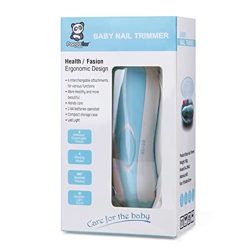PandaEar Baby Nail Trimmer, Electric Baby Nail Clippers Safe Baby Nail File Kit with Extra 6 Replacement Pads (Blue)
